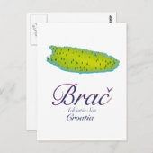 Brač Adriatic Zee, kaart Kroatië (Voorkant / Achterkant)