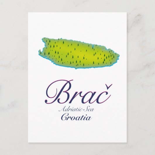 Brač Adriatic Zee, kaart Kroatië (Voorkant)