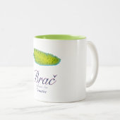 Brač Adriatic Zee, kaart Kroatië Tweekleurige Koffiemok (Voorkant rechts)