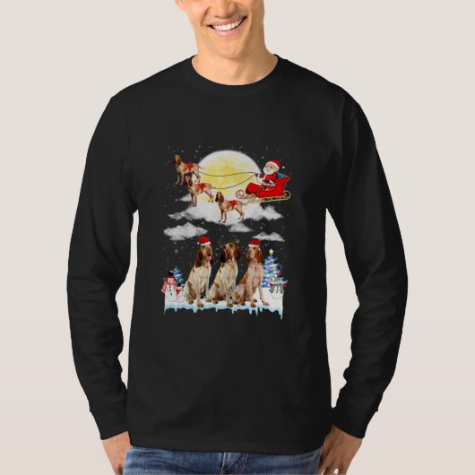 Bracco Italiano Dog Santa Sleigh Kerstmis Lover T-shirt (Voorkant)