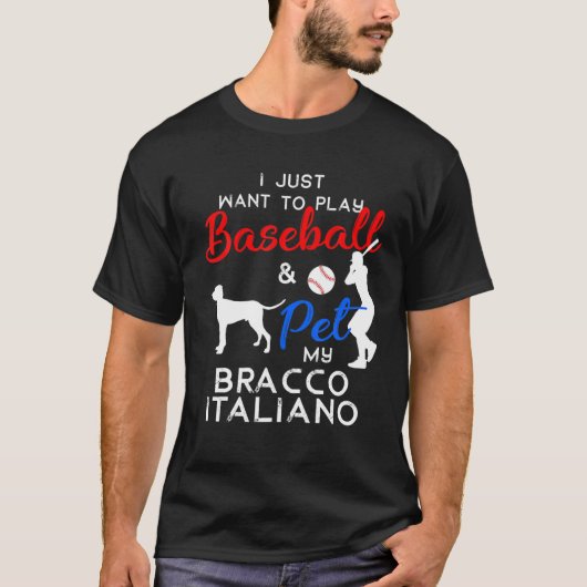 Bracco Italiano Funny Baseball Dog Eigenaar Lover T-shirt (Voorkant)