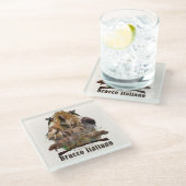 Bracco italiano glazen onderzetter (Schuin)