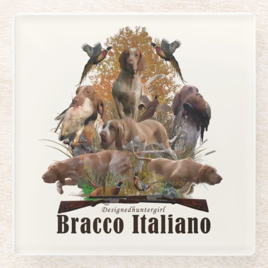 Bracco italiano glazen onderzetter (Voorkant)