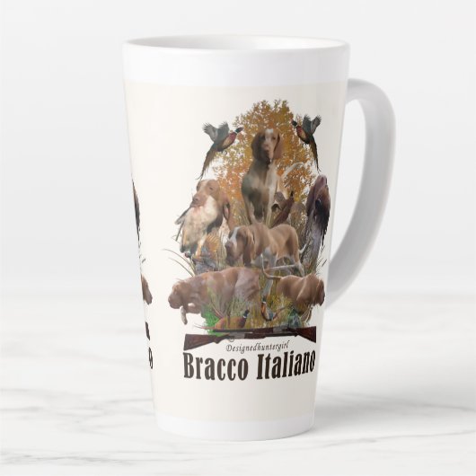 Bracco italiano tapestry faux canvas print acryl latte mok (Rechterhoek)