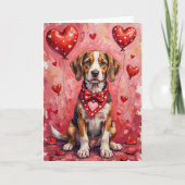 Bracco Italiano Valentine Dog Sitting with Hearts  Kaart (Voorkant)