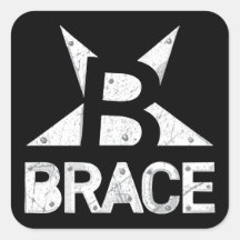 BRACE 'Classic' Logo, Witte tekst op zwart
