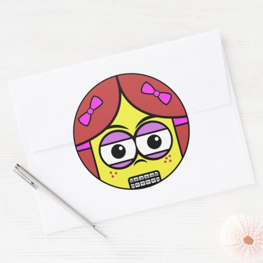 Brace Face Ronde Sticker (Envelop)