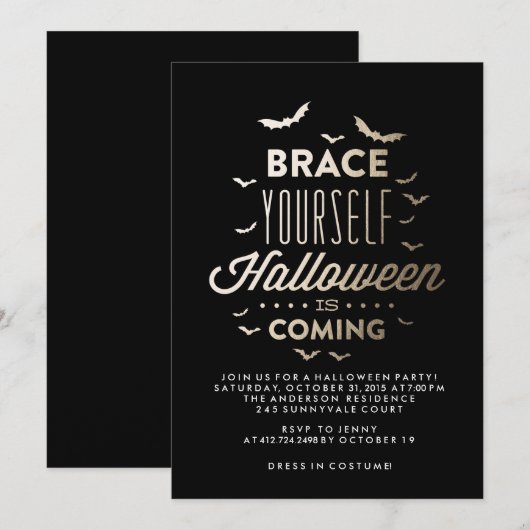 BRACE YOURZELF HALLOWEEN Halloween Party nodigt ui Kaart (Voorkant / Achterkant)
