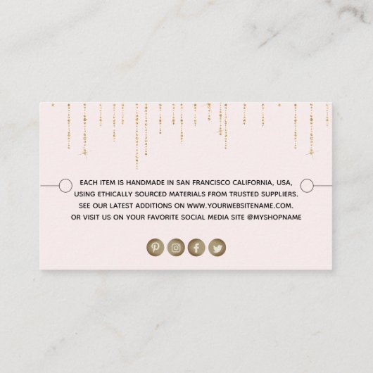 Bracelet Display Blush Gold String Lights Visitekaartje (Achterkant)