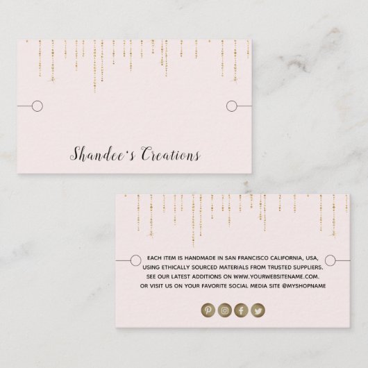 Bracelet Display Blush Gold String Lights Visitekaartje (Voorkant / Achterkant)