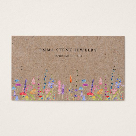 Bracelet Display Kaart ・ Rustic Kraft Wildbloemen (Voorkant)