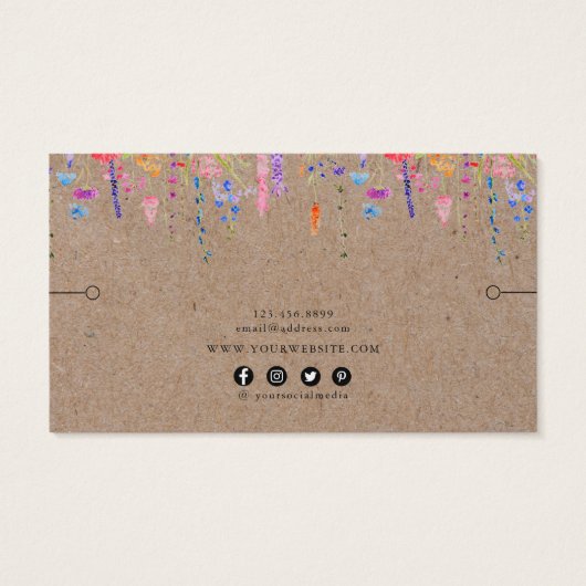 Bracelet Display Kaart ・ Rustic Kraft Wildbloemen (Achterkant)