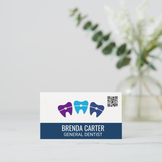 Braces op Teeth | Visitekaartje QR-scancode (Staand voorkant)