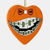 Braces Pumpkin Halloween Evil Grin Geeky Nerdy Keramisch Ornament (Rechts)
