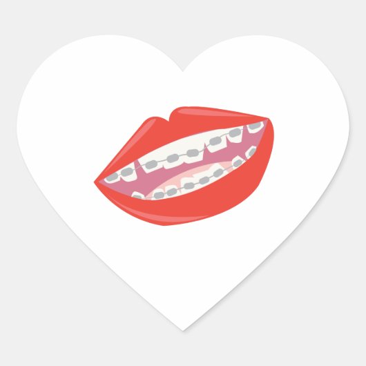 Braces Teeth Hart Sticker (Voorkant)