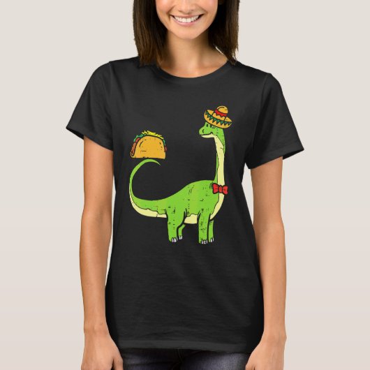 Brachiosaurus Brontosaurus Taco Cinco de Mayo Mexi T-shirt (Voorkant)