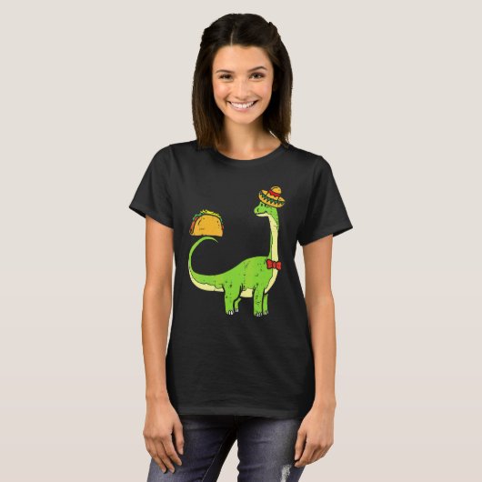 Brachiosaurus Brontosaurus Taco Cinco de Mayo Mexi T-shirt (Voorkant volledig)