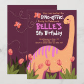 Brachiosaurus Dino Birthday Invitation Kaart (Voorkant / Achterkant)