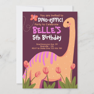 Brachiosaurus Dino Birthday Invitation Kaart