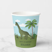 Brachiosaurus Dinosaur Blue Sky Tropical Birthday Papieren Bekers (Voorkant)