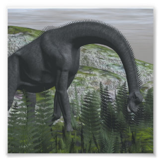 Brachiosaurus dinosaur die fern-3D eet Foto Afdruk