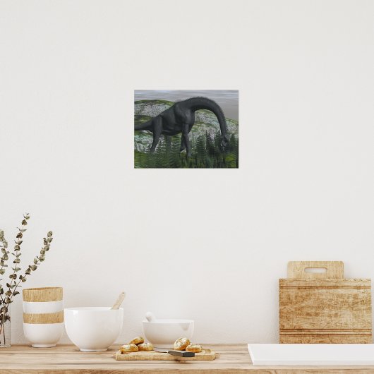 Brachiosaurus dinosaur die fern-3D eet Poster (Keuken)