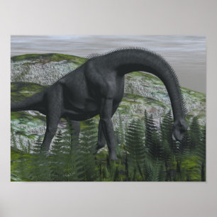 Brachiosaurus dinosaur die fern-3D eet Poster