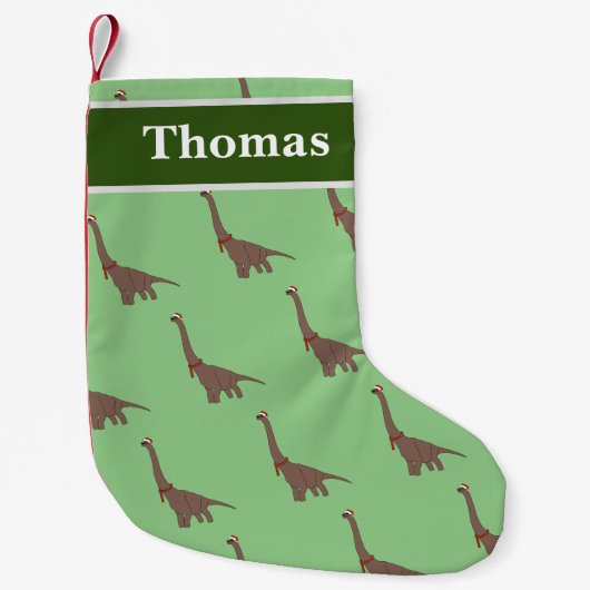 Brachiosaurus Dinosaur Kerst Patroon - groen Kleine Kerstsok (Voorkant)