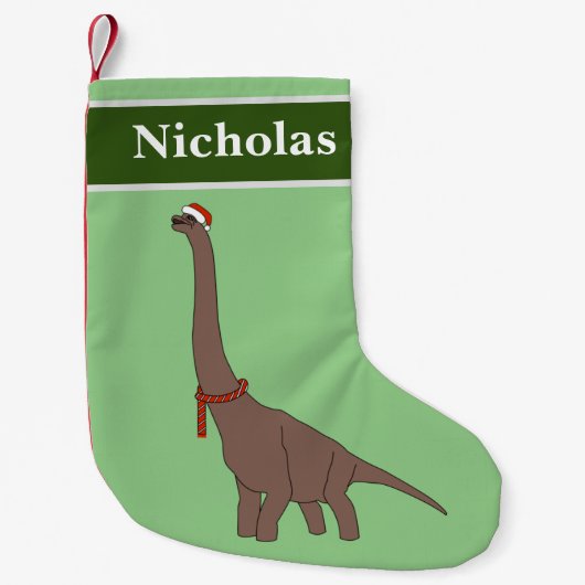 Brachiosaurus Dinosaur Kerstmis Speciaal - groen Kleine Kerstsok (Voorkant)