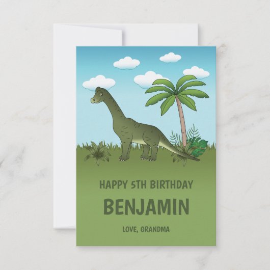 Brachiosaurus Dinosaur Tropical Happy Birthday (Voorkant)