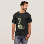 Brachiosaurus-dinosauriër met hoed en vlinderdas t-shirt (Voorkant volledig)