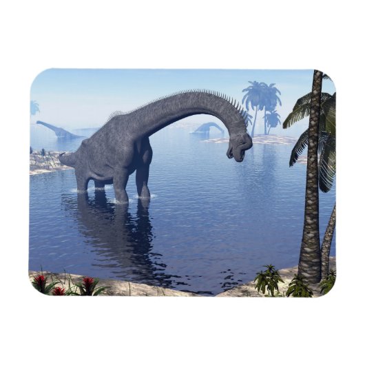 Brachiosaurus dinosaurus in water - 3D render Magneet (Horizontaal)