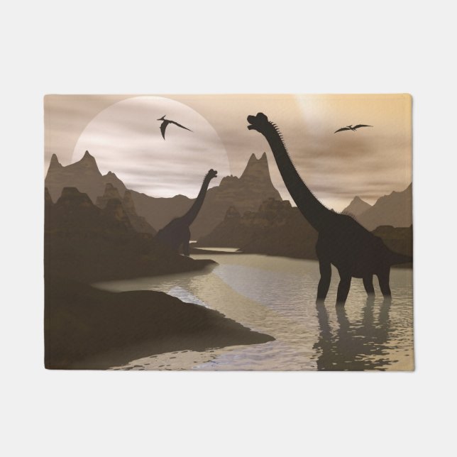 Brachiosaurus dinosaurus in water - 3D rendering Deurmat (Voorkant)