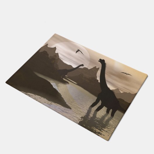 Brachiosaurus dinosaurus in water - 3D rendering Deurmat (Schuin)