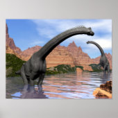 Brachiosaurus dinosaurus in water - 3D rendering Poster (Voorkant)