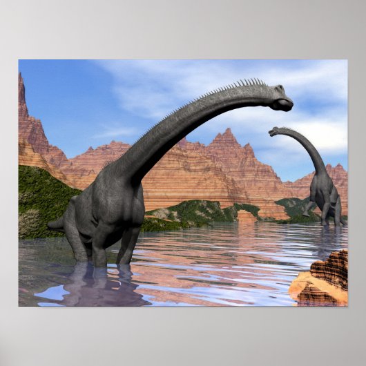 Brachiosaurus dinosaurus in water - 3D rendering Poster (Voorkant)
