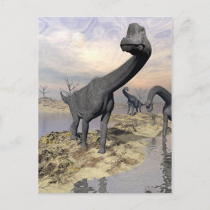 Brachiosaurus dinosaurus nabij water - 3D renderin Briefkaart