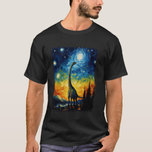 Brachiosaurus Dinosaurus Sterrennacht Schilderij T-shirt