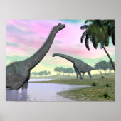 Brachiosaurus dinosaurussen in natuur - 3D renderi Poster (Voorkant)