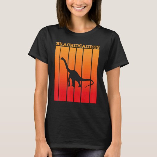 Brachiosaurus Shadow Silhouette op Sunset T-shirt (Voorkant)