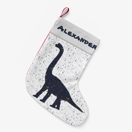 Brachiosaurus Splatter Paint kerststop Kleine Kerstsok (Voorkant (Hangend))