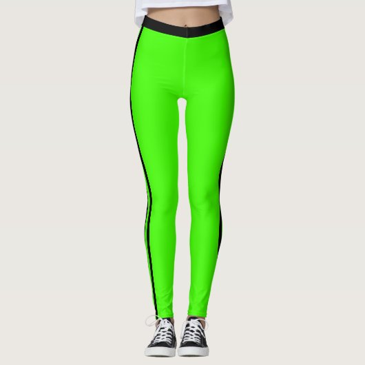 Brack Side Stripe Neon Groene Leggings Custom Kleu (Voorkant)