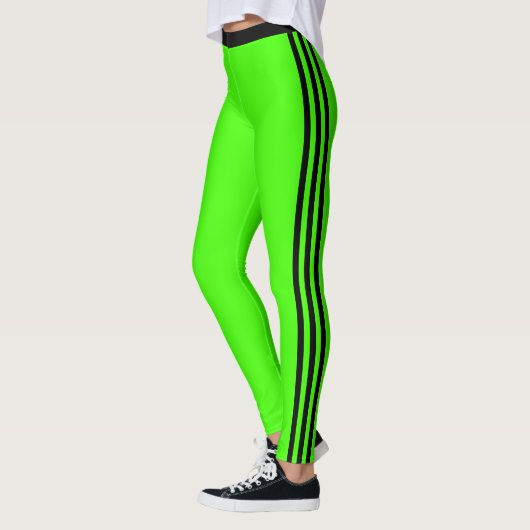 Brack Side Stripe Neon Groene Leggings Custom Kleu (Links)
