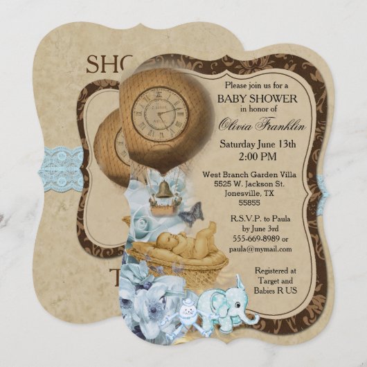 Bracket  Baby Boy Shower Uitnodiging (Voorkant / Achterkant)