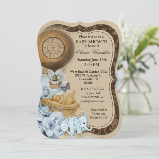 Bracket  Baby Boy Shower Uitnodiging (Staand voorkant)