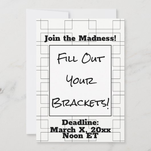 Bracket maart Basketbal Deadline Party Herinnering Kaart (Voorkant)