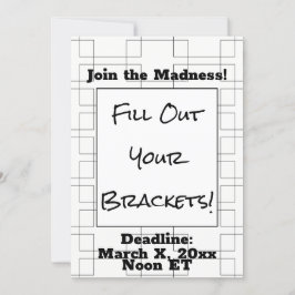 Bracket maart Basketbal Deadline Party Herinnering Kaart