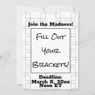 Bracket maart Basketbal Deadline Party Herinnering Kaart