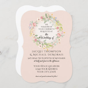 Bracket met Romantic Blush Pink Floral Weddenschap Kaart