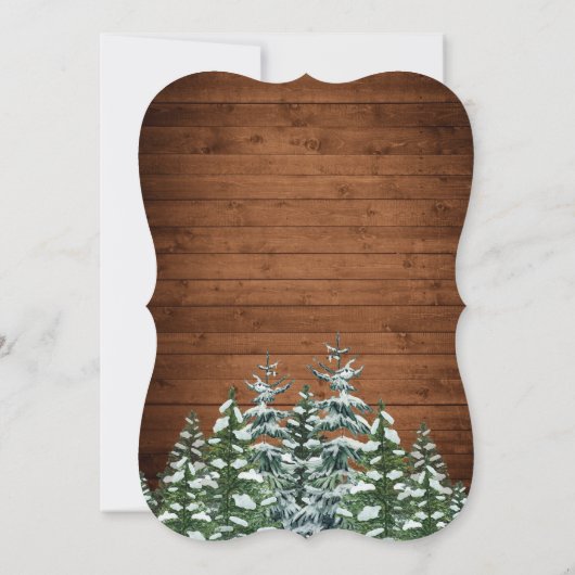 Bracket Sneeuwig Hout & Bos Country Pine Bruiloft Kaart (Achterkant)